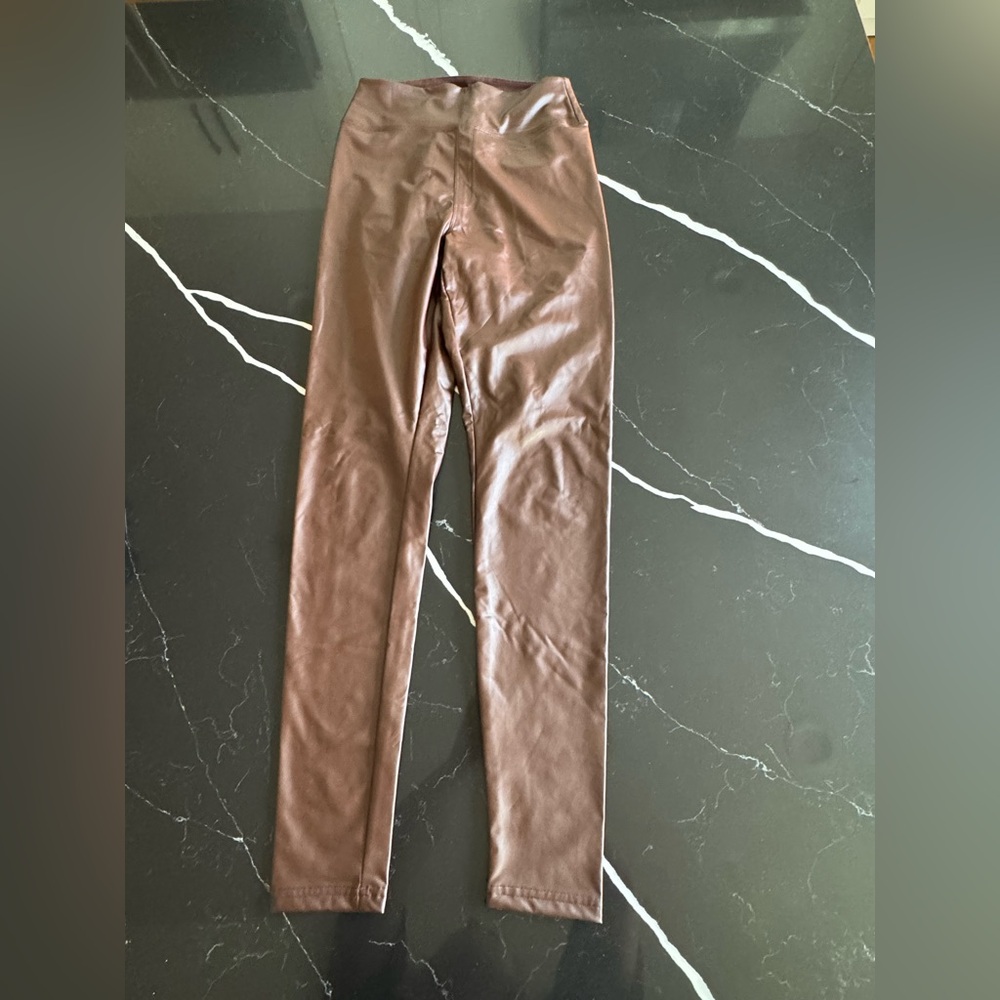 Aerie Faux Leather‎ Brown Leggings